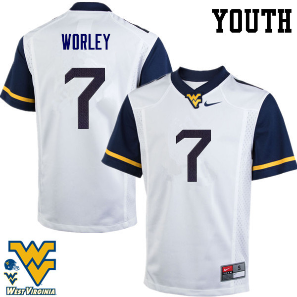 NCAA Youth Daryl Worley West Virginia Mountaineers White #7 Nike Stitched Football College Authentic Jersey PB23Z28ZK